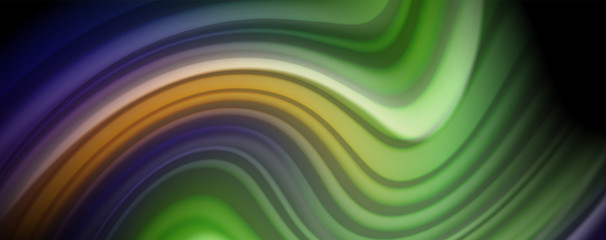 Modern rainbow liquid color flow colorful poster. Wave Liquid shape in black color background. Abstract composition