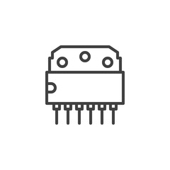 Computer chip line icon. Microcircuit linear style sign for mobile concept and web design. Transistor microchip outline vector icon. Symbol, logo illustration. Vector graphics