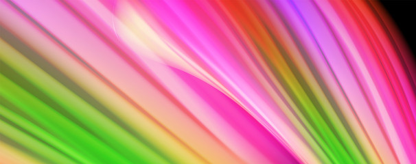 Modern rainbow liquid color flow colorful poster. Wave Liquid shape in black color background. Abstract composition