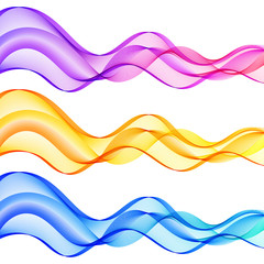 Set of Isolated Decorative Design Elements Gradient Waved Lines for White Background.