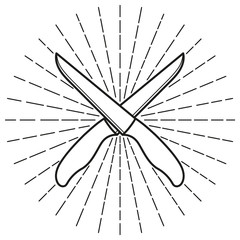 Crossed knives. Vector illustration.