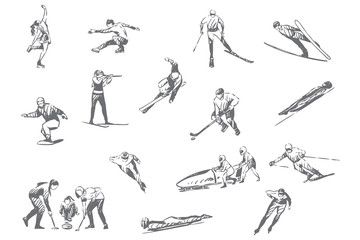 Winter sports, sportive activities concept sketch © drawlab19