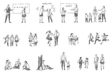 School education, student life concept sketch © drawlab19
