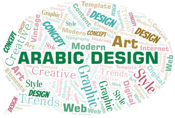 Arabic Design word cloud. Wordcloud made with text only.