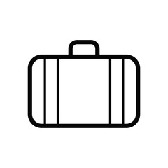 Vector high quality logo illustration of the classic iconic traveller luggage isolated on white background - linear style elegant line suitcase icon 