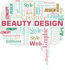 Beauty Design word cloud. Wordcloud made with text only.
