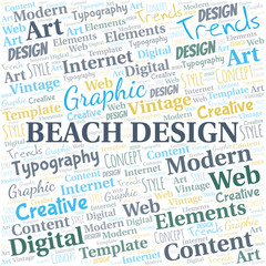 Beach Design word cloud. Wordcloud made with text only.