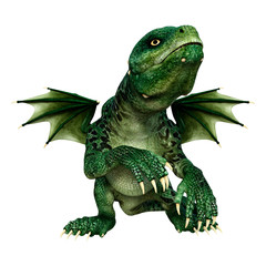3D Rendering Fairy Tale Dragon on White