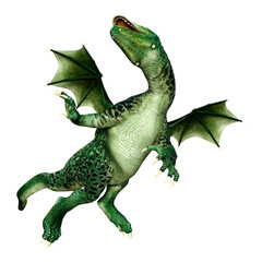 3D Rendering Fairy Tale Dragon on White