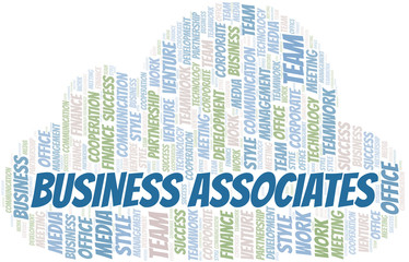 Business Associates word cloud. Collage made with text only.