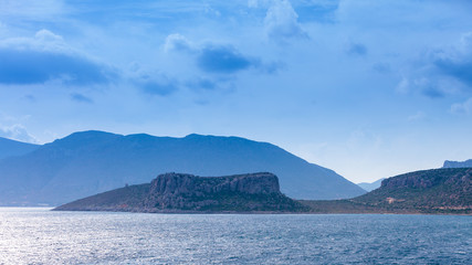 View from distance on sea greek islands
