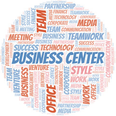 Business Center word cloud. Collage made with text only.
