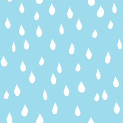 Cute rain drops seamless pattern on white background-vector