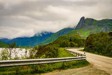 Road landscape in norwegian mountains