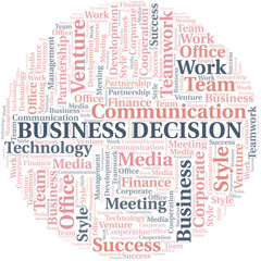 Fototapeta premium Business Decision word cloud. Collage made with text only.