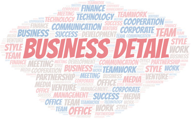 Obraz premium Business Detail word cloud. Collage made with text only.