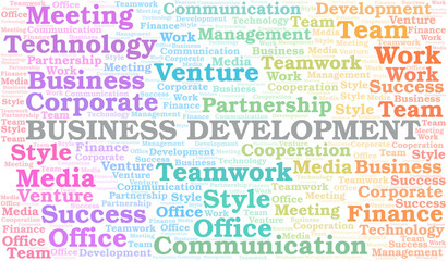 Fototapeta premium Business Development word cloud. Collage made with text only.