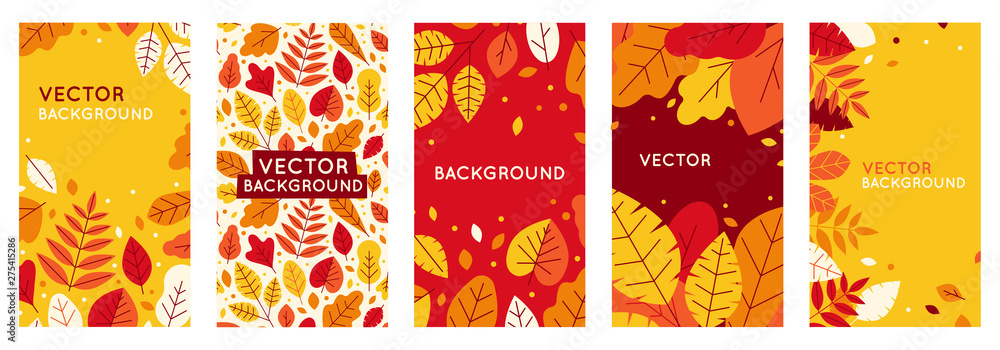 Fototapete Vector set of abstract backgrounds with copy space for text - autumn sale