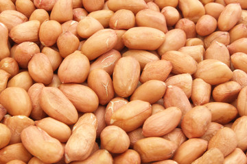 Peanuts background, many raw peanuts close up