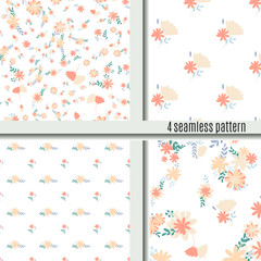 Set seamless pattern bouquets of simple, clear, ordinary flowers bright and cute