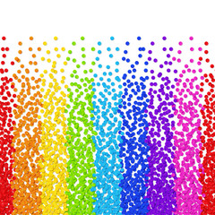 Rainbow Confetti Stripes Background Continuous to Right and to Left on White Backdrop.