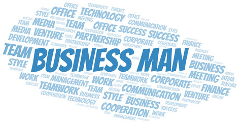 Business Man word cloud. Collage made with text only.