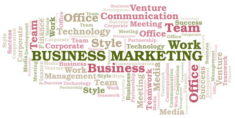Business Marketing word cloud. Collage made with text only.