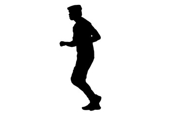 Silhouette running.This is men run exercise for Health At area Stadium Outdoors on white background with clipping path.