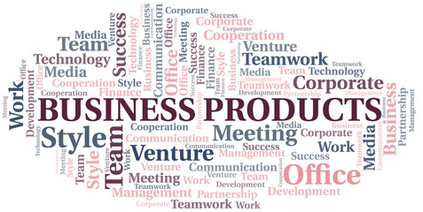 Fototapeta premium Business Products word cloud. Collage made with text only.