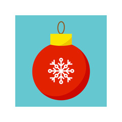 Obraz premium Flat Christmas ball icon. Christmas and winter theme. Vector illustration.