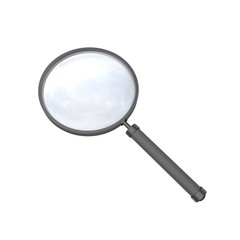 3D rendering of a magnifying glass - isolated object on a plain white background