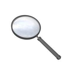 3D rendering of a magnifying glass - isolated object on a plain white background