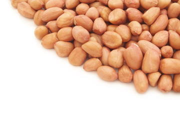 Raw peanuts isolated on white background