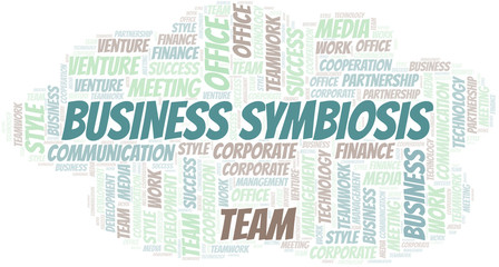Obraz premium Business Symbiosis word cloud. Collage made with text only.