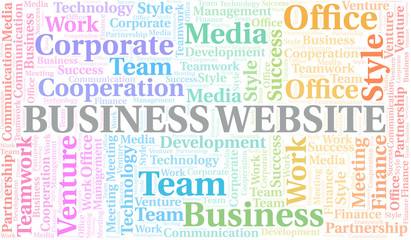 Obraz premium Business Website word cloud. Collage made with text only.
