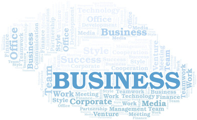 Obraz premium Business word cloud. Collage made with text only.