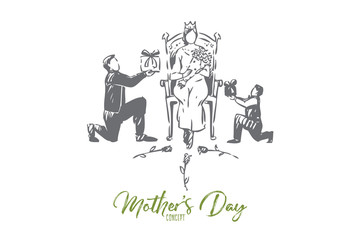 Fototapeta na wymiar Mother day concept sketch. Isolated vector illustration