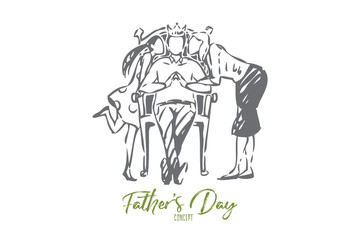 Fototapeta na wymiar Father day concept sketch. Isolated vector illustration