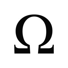 Vector illustration of the greek Omega letter. Black icon isolated on white background - obrazy, fototapety, plakaty