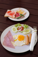 breakfast on wood table