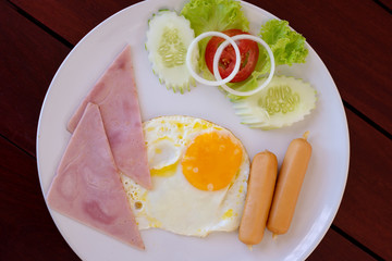 breakfast on wood table