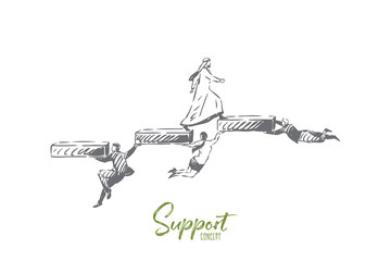 Support concept sketch. Isolated vector illustration
