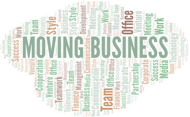 Obraz premium Moving Business word cloud. Collage made with text only.