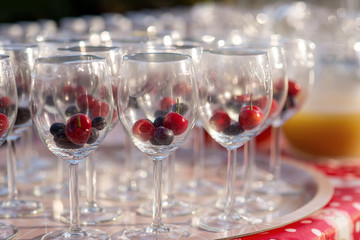 Fresh mix berry in glasses