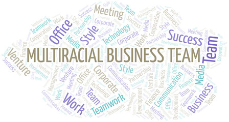 Fototapeta premium Multiracial Business Team word cloud. Collage made with text only.