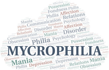 Mycrophilia word cloud. Type of Philia.