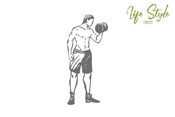 Culturism concept sketch. Isolated vector illustration