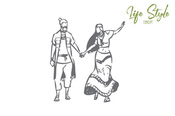 Roleplay concept sketch. Isolated vector illustration