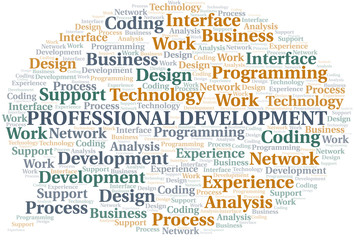 Professional Development word cloud. Wordcloud made with text only.
