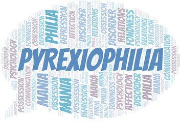Pyrexiophilia word cloud. Type of Philia.